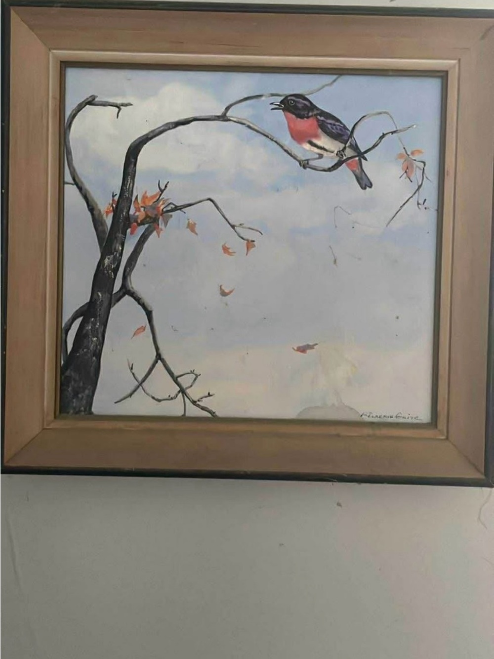 Two Framed Bird on Branch Wall Art - Pink and Black Accent